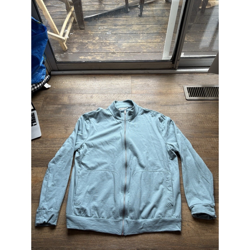 Icebreaker Wool Cotton Blend Blue Full Zip Up Sweatshirt Jacket Mens Size XL EUC